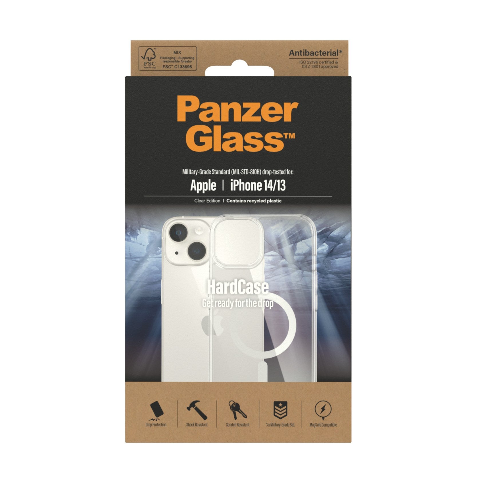 PanzerGlass® HardCase Transparent w. White MagSafe iPhone 14 | 13